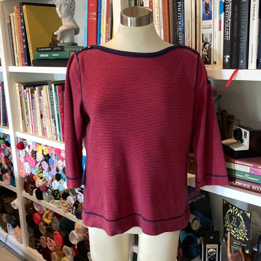 🔥 LRL Red and Blue Striped Top